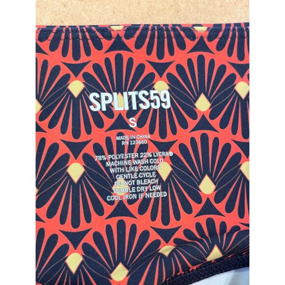 Splits59 Floral Print Ankle Athletic Athleisure Leggings - Blue/Orange, Size S - Picture 3 of 8